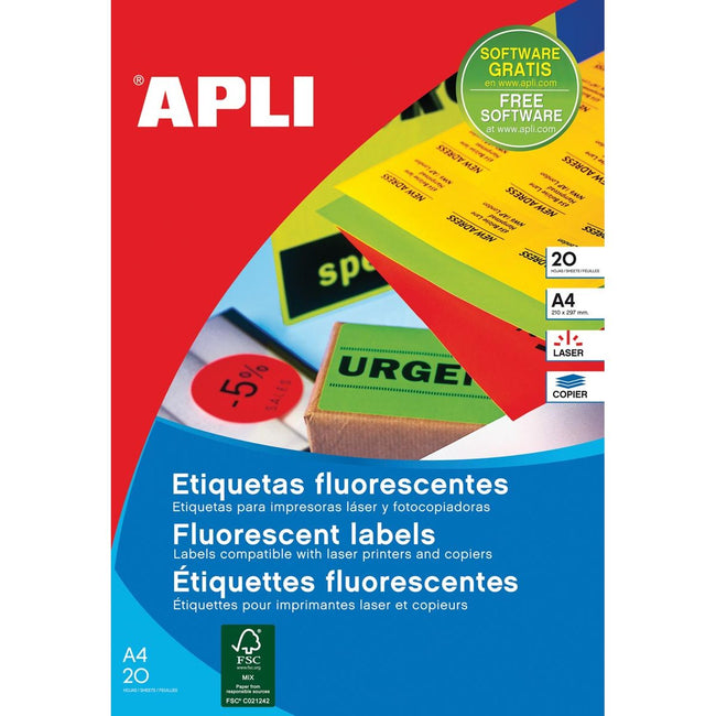 Apli - étiquettes fluorescentes 99,1 x 67,7 mm (l x h) vert
