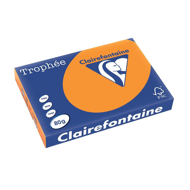 Clairefontaine -  Trophée tel, gekleurd papier, A3, 80 g, 500 vel, fluo oranje