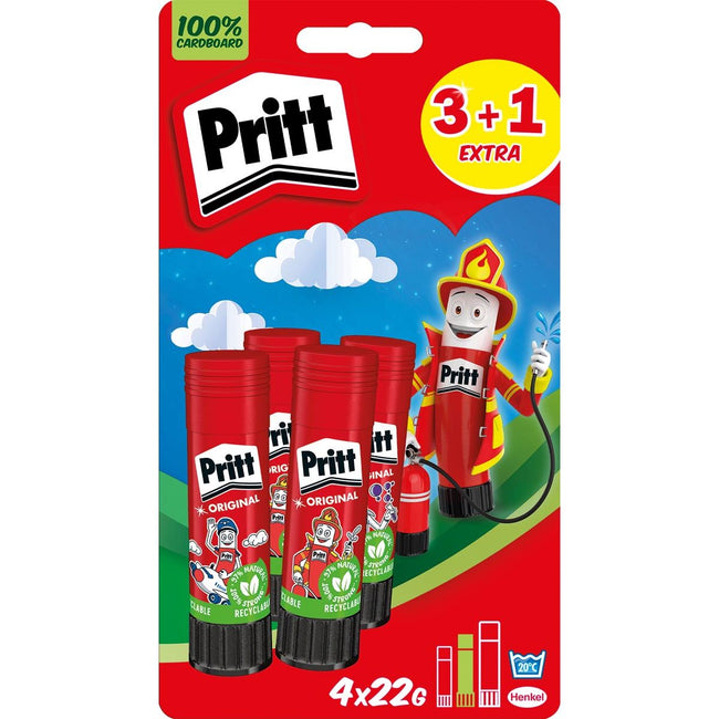 Pritt -  Original plakstift, 22 g, 3 + 1 gratis, op blister