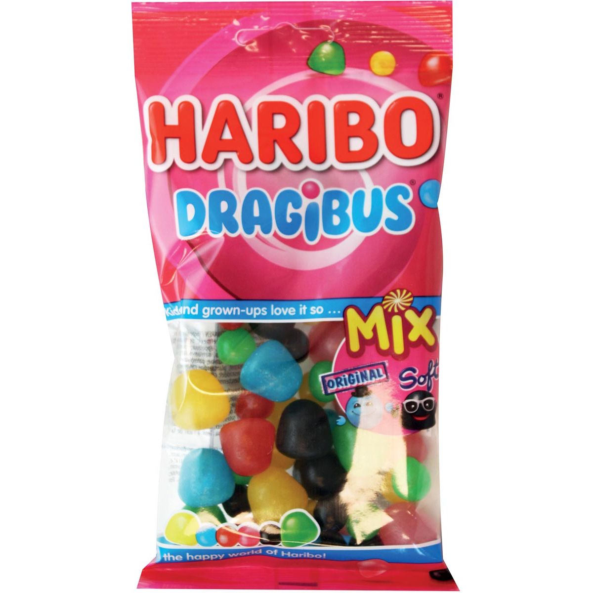 Haribo -  snoep dragibus Duomix, zak van 130 g