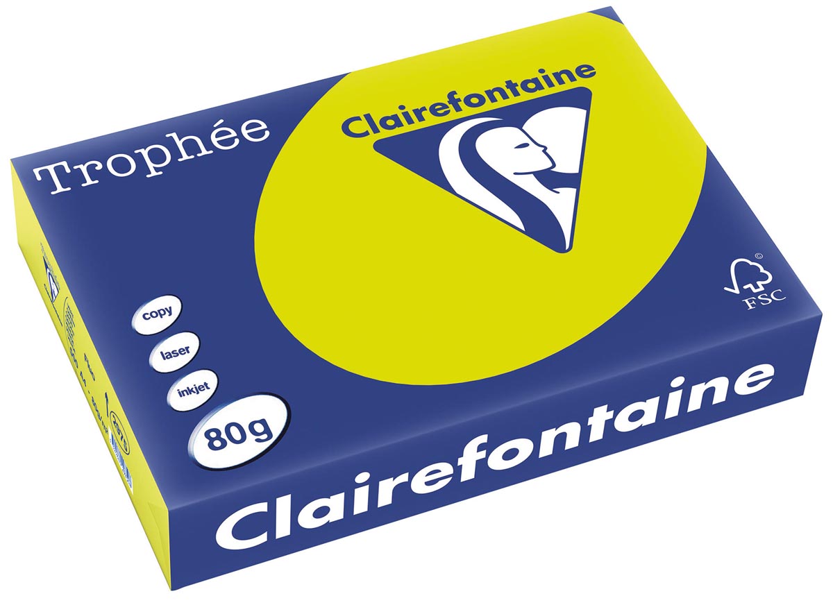 Clairefontaine - Troprophe Intens, Colored Paper, A4, 80 g, 500 Feuille, Green fluo