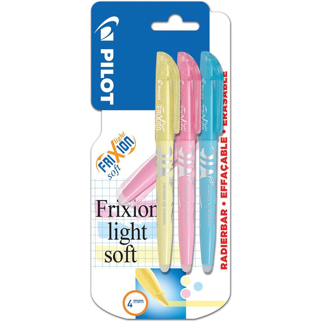 Pilote - Frixion Light Soft, cloque de 3 pièces en couleurs assorties