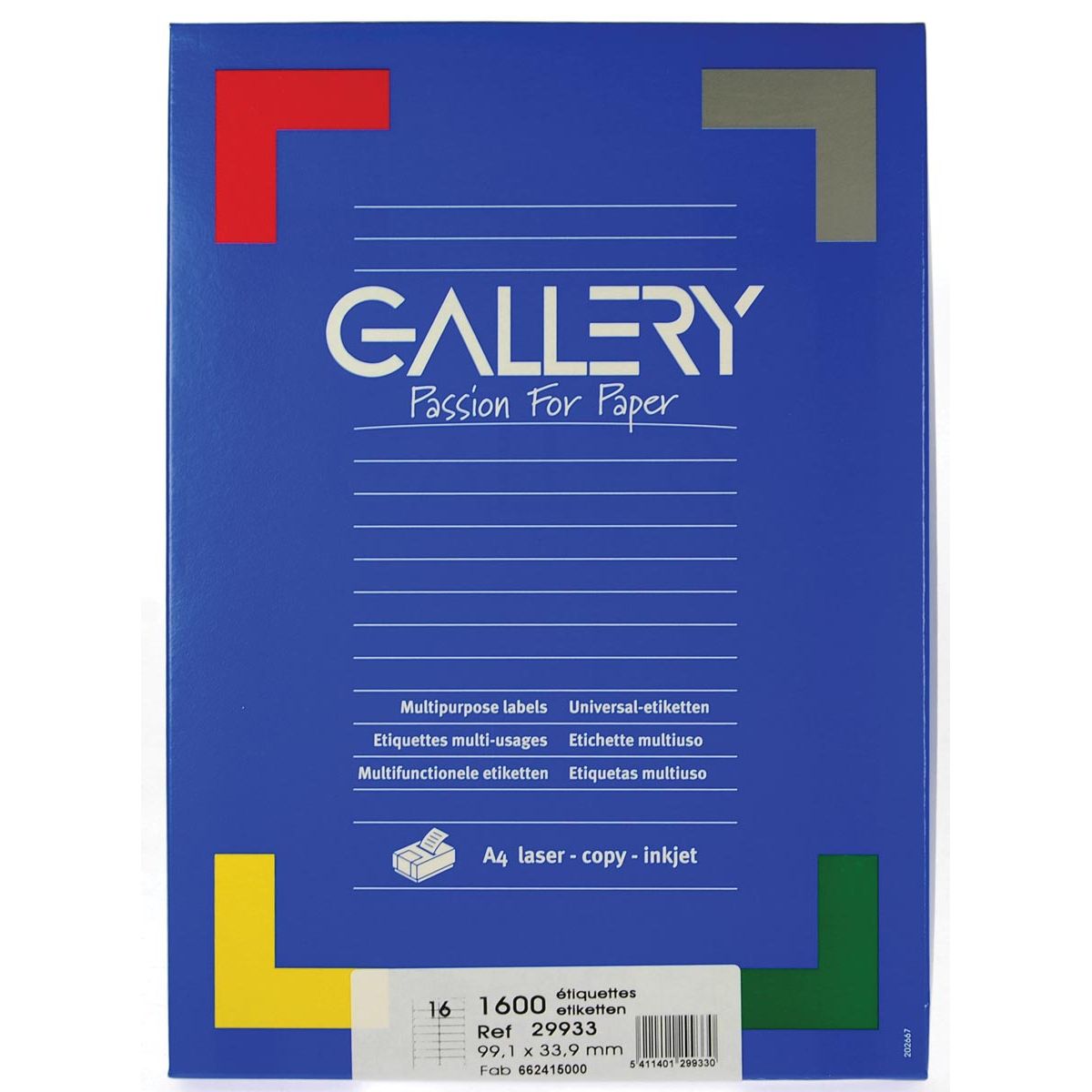 Gallery -   witte etiketten ft 99,1 x 33,9 mm (b x h), ronde hoeken, doos van 1.600 etiketten