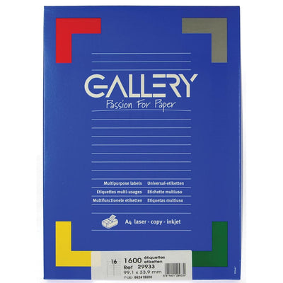 Galerie – weiße Etiketten, 99,1 x 33,9 mm (B x H), runde Ecken, Box mit 1.600 Etiketten