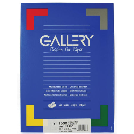 Galerie - étiquettes blanches ft 99,1 x 33,9 mm (l x h), coins arrondis, boîte de 1 600 étiquettes