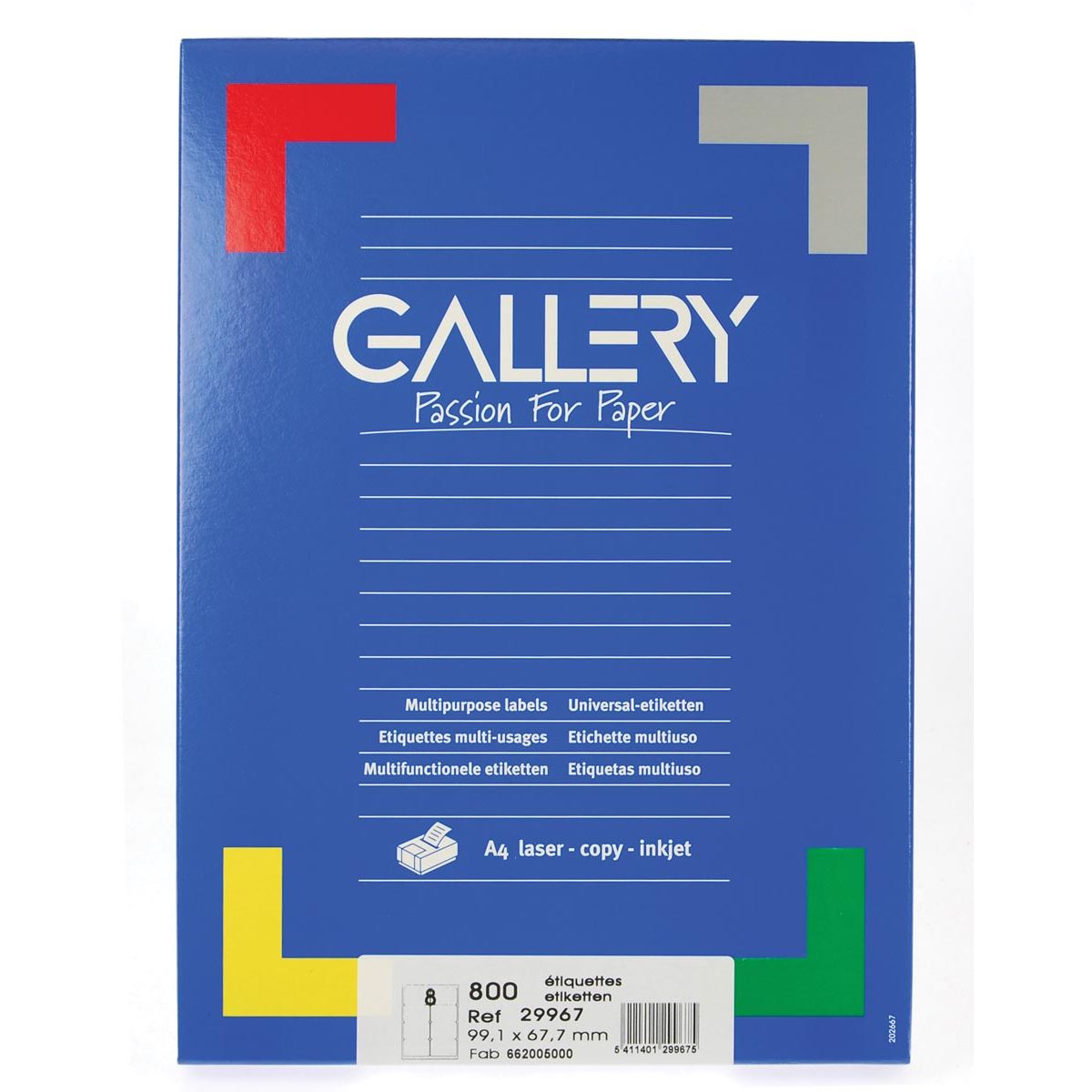 Gallery -   witte etiketten ft 99,1 x 67,7 mm (b x h), ronde hoeken, doos van 800 etiketten