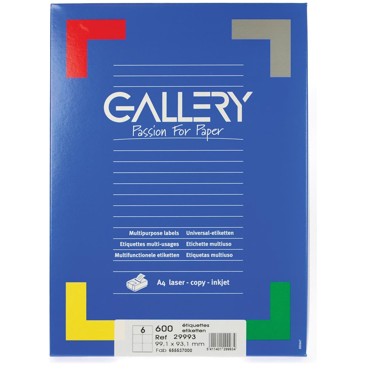 Gallery - Gallery witte etiketten ft 99,1 x 93,1 mm (b x h), ronde hoeken, doos van 600 etiketten