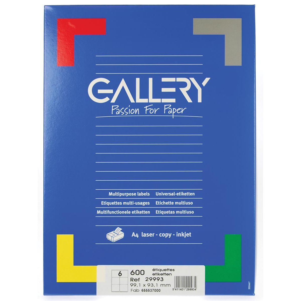 Gallery -   witte etiketten ft 99,1 x 93,1 mm (b x h), ronde hoeken, doos van 600 etiketten