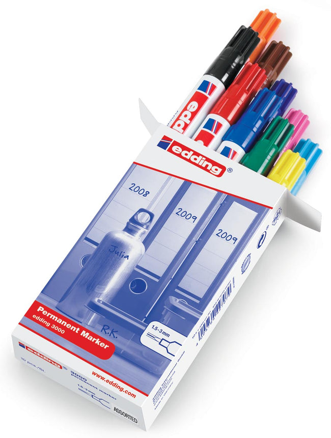 Edding - Feutre 3000 rond 1,5-3mm assorti boîte de 10 pièces