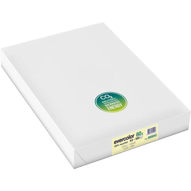 Clairefontaine -  Evercolor gekleurd gerecycleerd papier, A3, 80 g, 500 vel, geel
