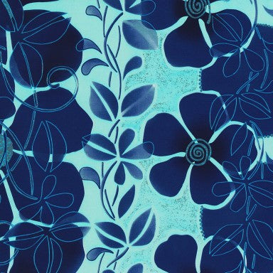 Klika -  Cadeaupapier Geschenkpapier Big blue flowers with zilver 30 cm