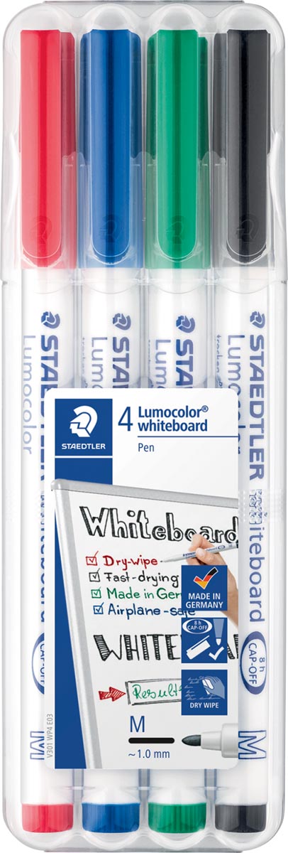 Staedtler - Marqueur pour tableau blanc 301 rond assorti 1mm 4 pièces