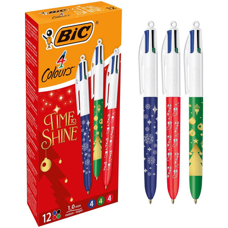 BIC -  4-kleurenbalpen Time to Shine, geassorteerde kleuren, doos van 12 stuks