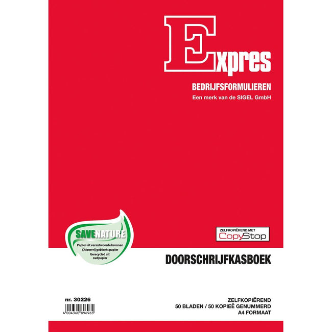 Sigel - Kassenbuch, ft A4, Niederländisch, Duplikat (50 x 2 Blatt)