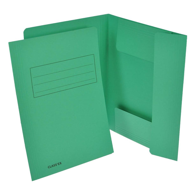 Classex - Chemise classeur Class'ex, 3 rabats, vert foncé