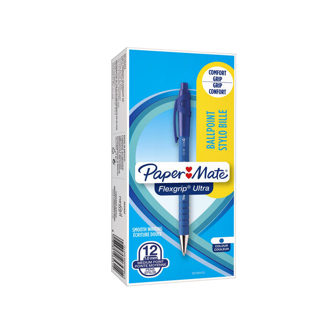 Paper Mate -  Balpen Flexgrip Ultra medium blauw | 12 stuks