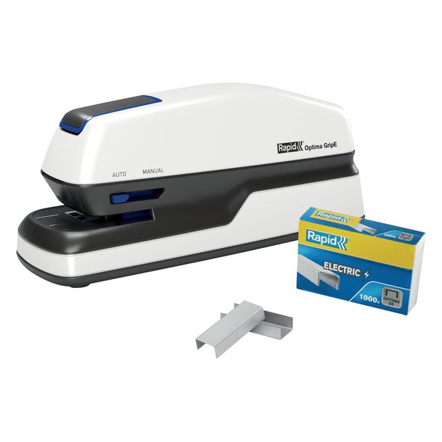 Rapid -  Nietmachine elektr optima grip zwart zilver | 3 stuks