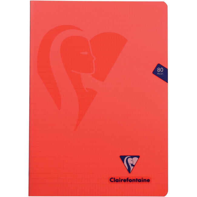 Clairefontaine - cahier mimesys pour A4, 80 pages, couverture PP, carreaux 4 x 8, couleurs assorties