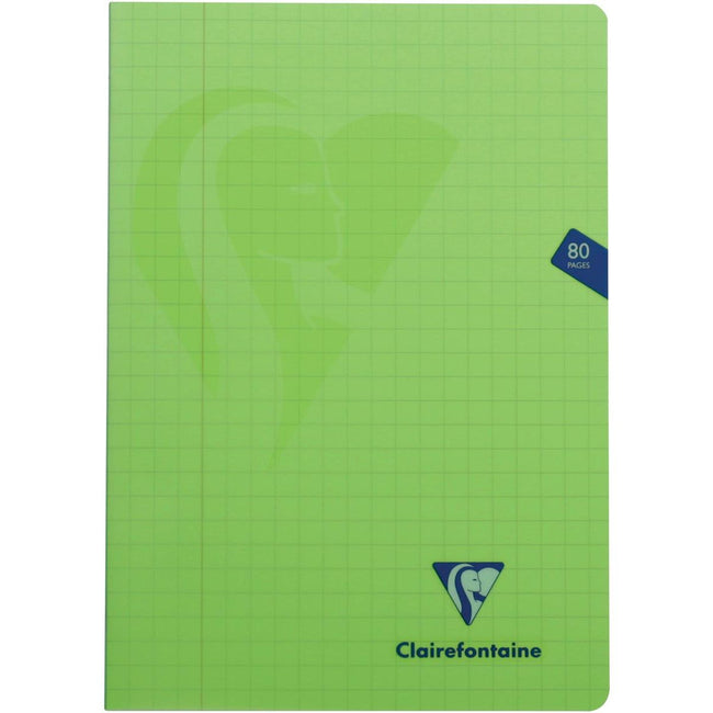 Clairefontaine - cahier mimesys pour ft A4, 80 pages, couverture en PP, carreaux 10 mm, couleurs assorties
