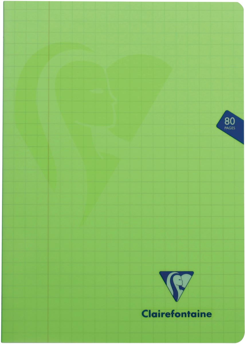Clairefontaine - cahier mimesys pour ft A4, 80 pages, couverture en PP, carreaux 10 mm, couleurs assorties