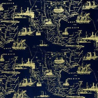 Klika - Papier cadeau - Papier cadeau - Gold Sea Chart sur Mat Navy 30 cm