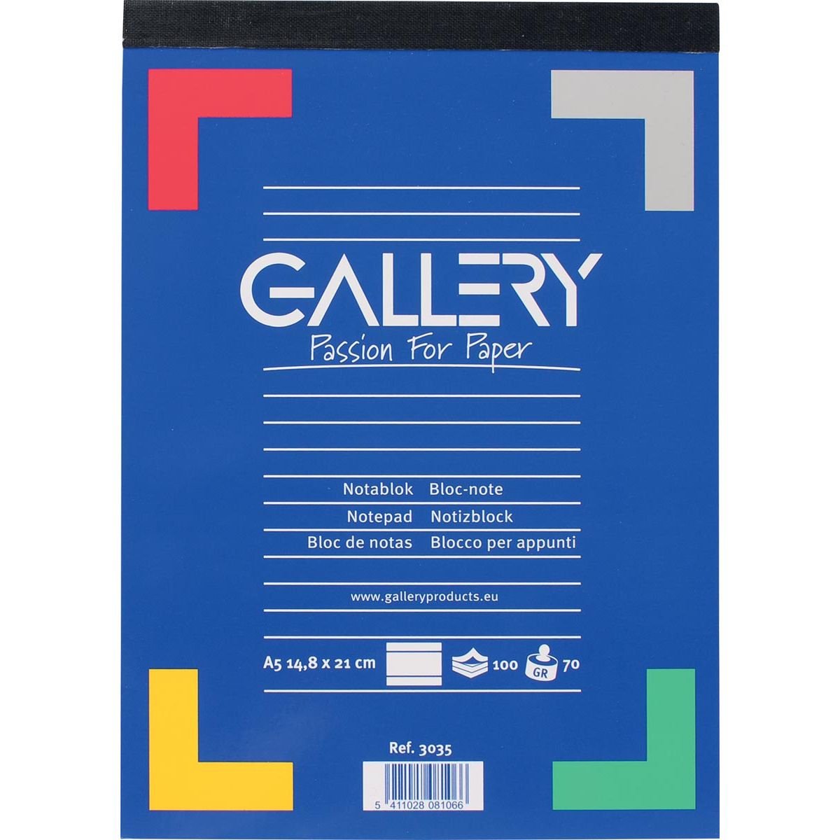 Gallery -   schrijfblok, ft A5, gelijnd, blok van 100 vel