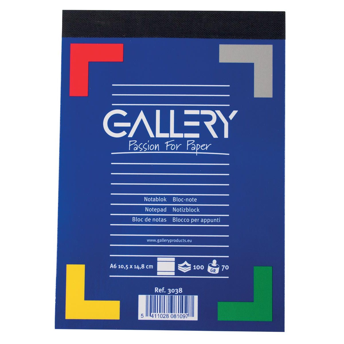 Gallery -   notitieblok, ft A6, gelijnd, blok van 100 vel