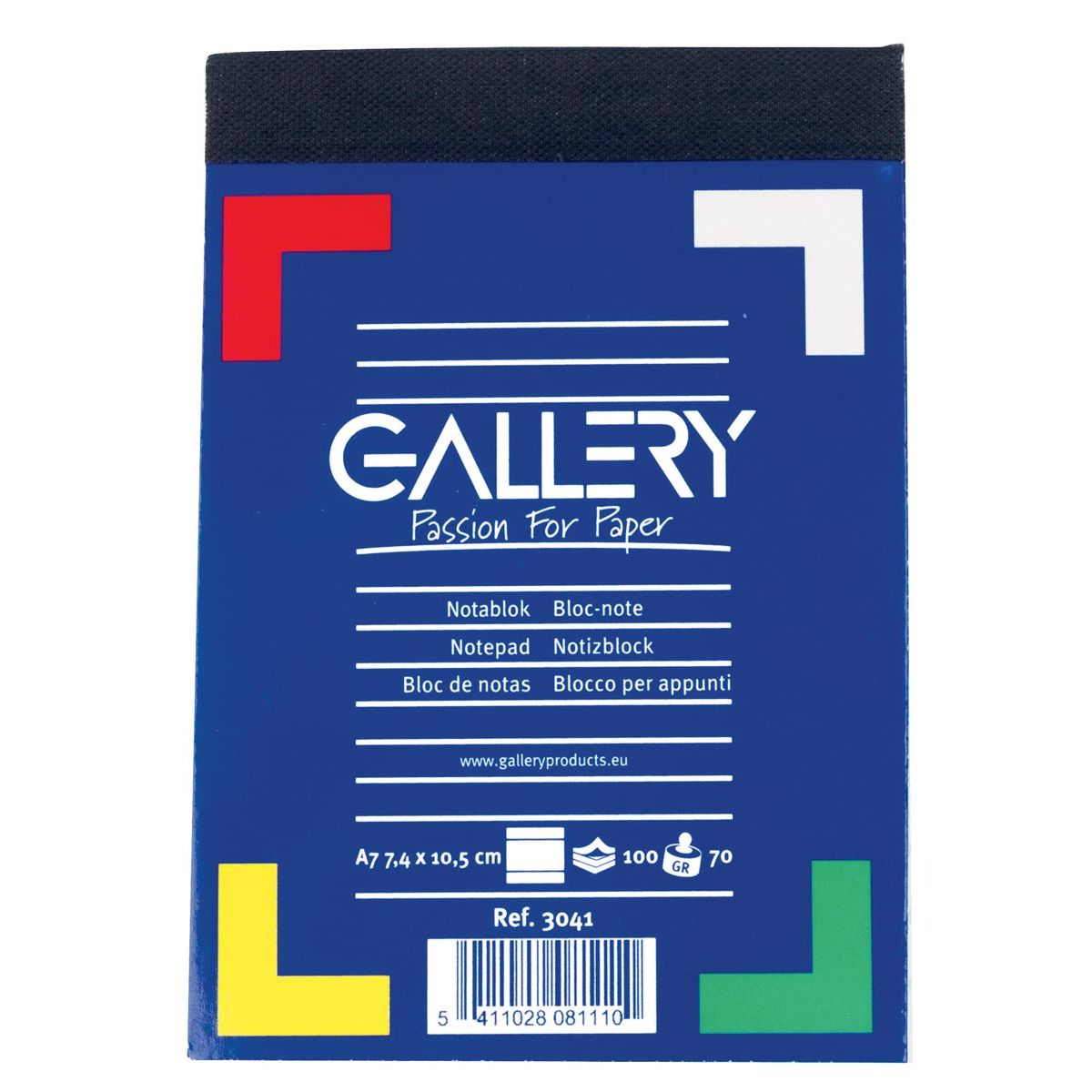 Gallery -   notitieblok, ft A7, gelijnd, blok van 100 vel