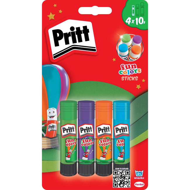 Pritt -  plakstift Fun Colors 10 g, blister van 4 stuks