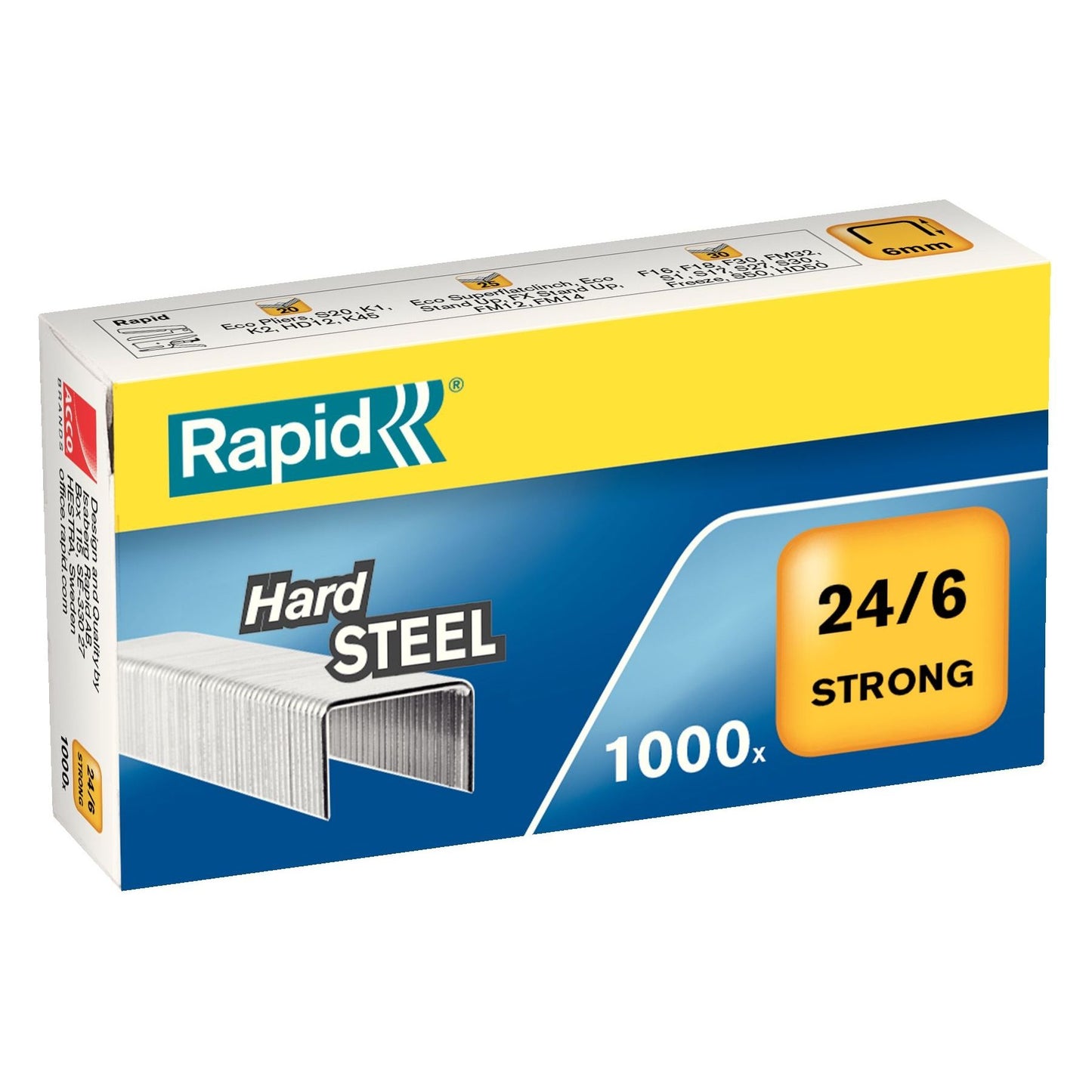 Rapid - Agrafes 24/6 acier solide 1000 pièces