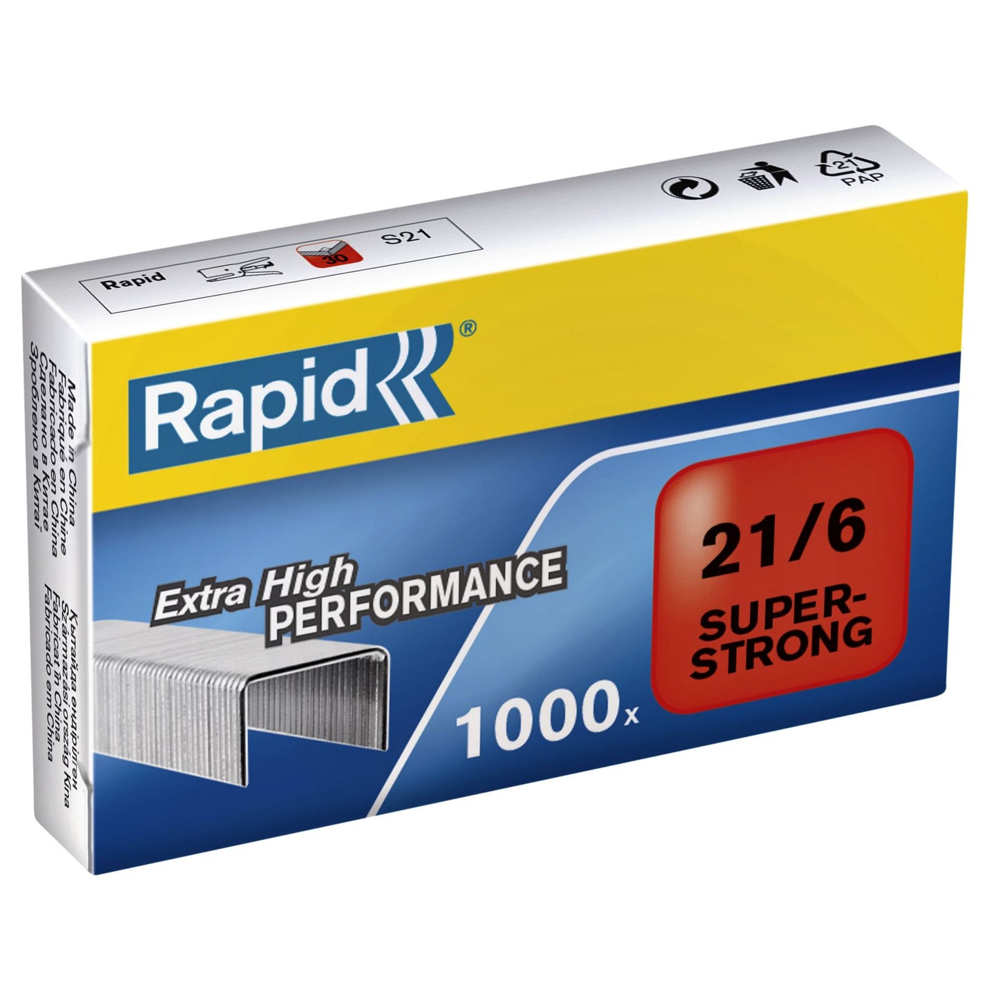 Rapid - Agrafes 21/6 galvanisées super résistantes 1000 pièces