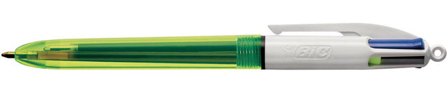 BIC -  Colours Fluo 4-kleurenbalpen, medium, 3 klassieke inktkleuren en een markeerstift fluo geel (afbeelding 2)