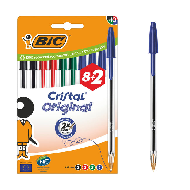 BIC -  Balpen  cristal m 10st assorti