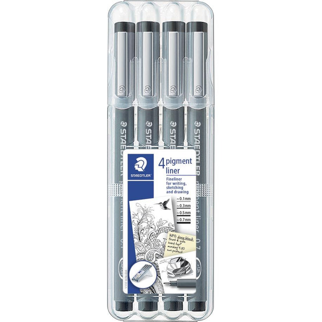 Staedtler - Fineliner Pigment 308 noir lot de 4 pièces