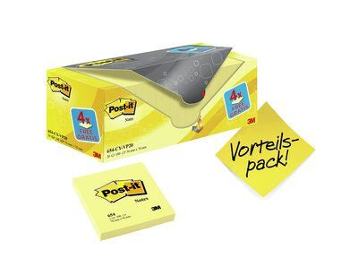 Post-it - Bloc mémo 654 76x76mm jaune 16 + 4 offerts