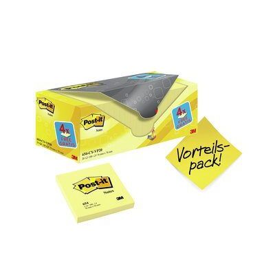Post-it -  654Y-20 zelfklevend notitiepapier Vierkant Geel 100 vel Zelfplakkend
