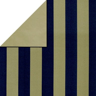 Klika - Cadeaupapier - Geschenkpapier - Gold stripes on mat blue 50 cm