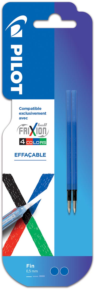 Pilot -  vullingen voor Frixion Ball 4-kleurenroller, fijn, blauw, pak van 2 stuks