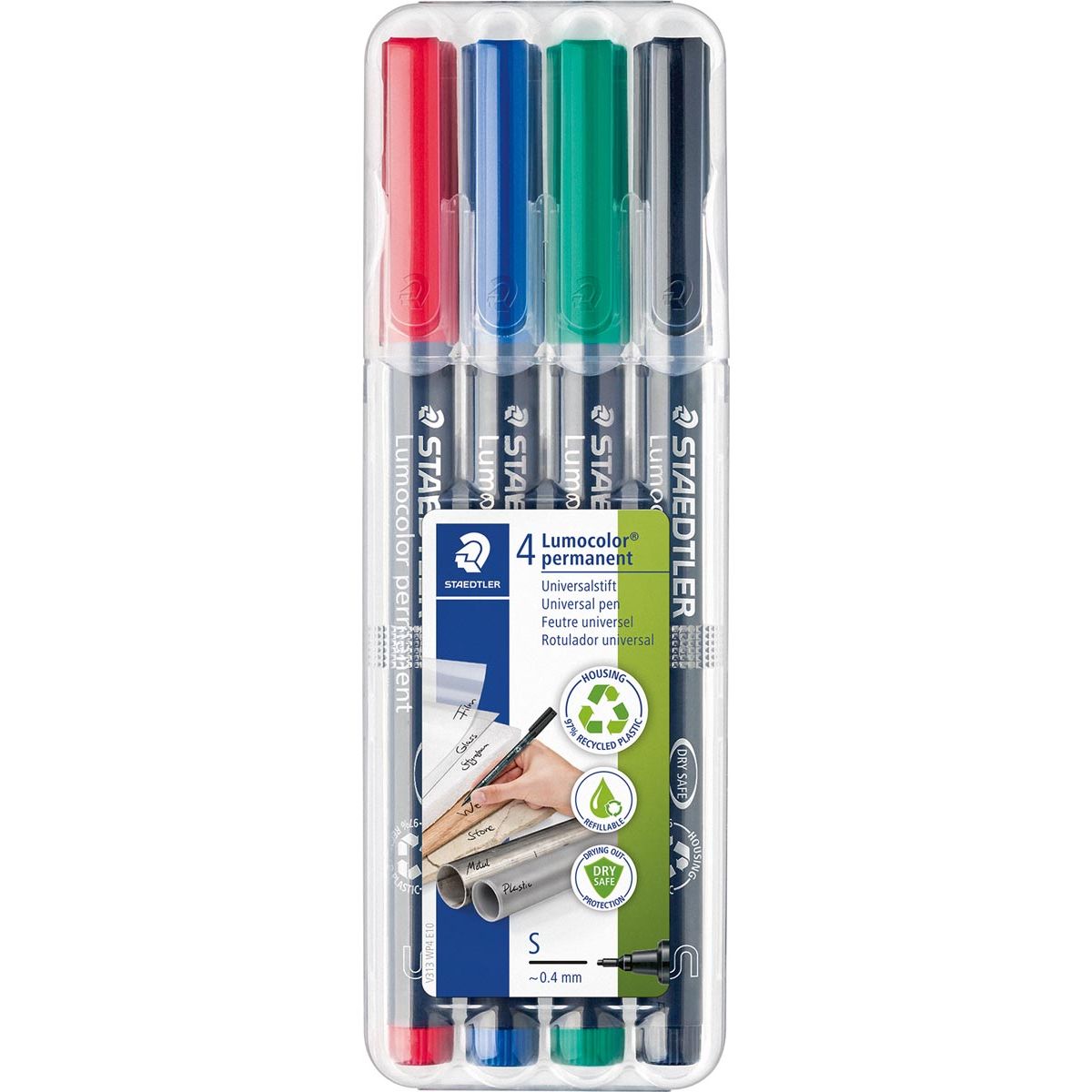 Staedtler - Feutre Lumocolor 313 permanent S lot de 4 pièces assorties