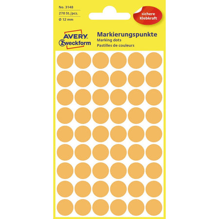 Avery Zweckform - Étiquette Zweckform 3148 ronde 12mm orange clair 270 pièces