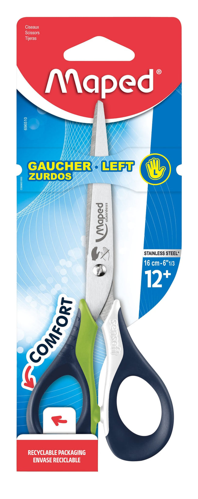 Maped -  Schaar  sensoft 16cm links assorti