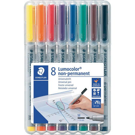 Staedtler -  Lumocolor 315, OHP-marker, non permanent, 1,0 mm, box van 8 stuks in geassorteerde kleuren