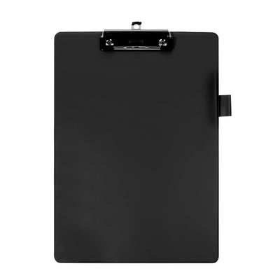 Quantore - Porte-bloc A4 debout PVC noir avec pince 100mm + passant pour stylo | 12 pièces