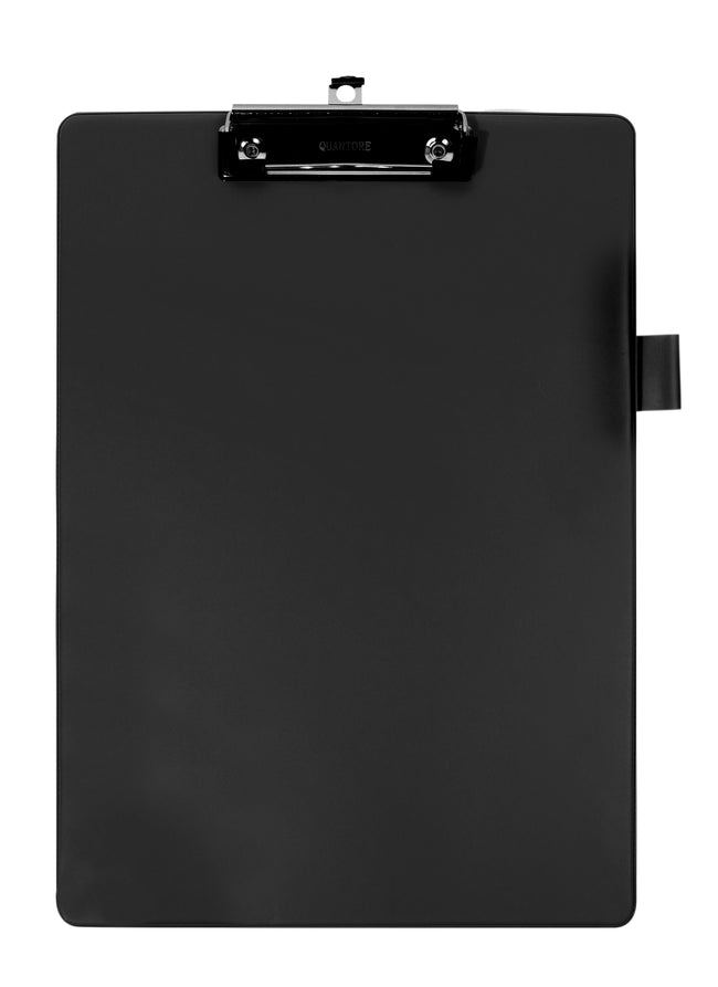 Quantore - Porte-bloc A4 debout PVC noir avec pince 100mm + passant pour stylo | 12 pièces