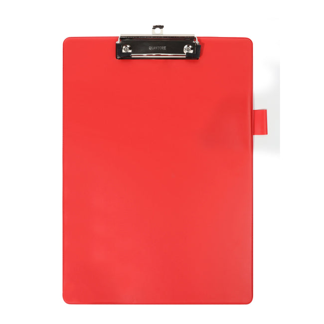 Quantore - Porte-bloc A4 debout PVC rouge avec pince 100mm + passant stylo