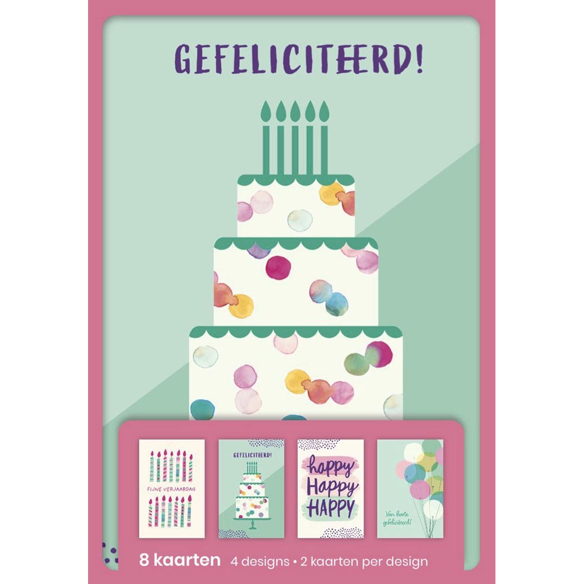 Hallmark -  wenskaarten, gefeliciteerd, blister van 8 stuks