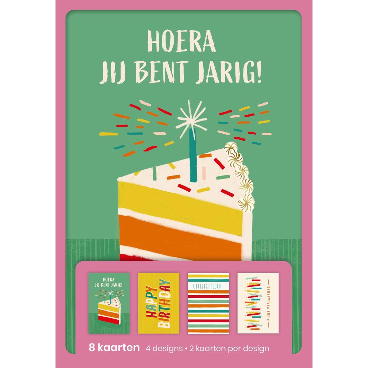 Hallmark -  wenskaarten, hoera jij bent jarig, blister van 8 stuks