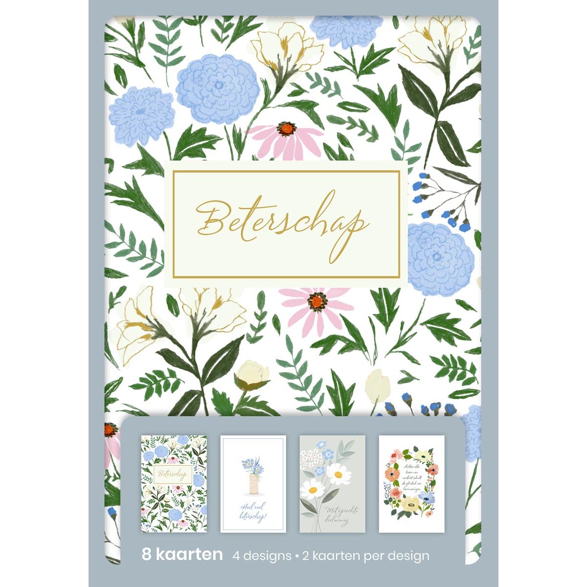 Hallmark -  wenskaarten, beterschap, blister van 8 stuks