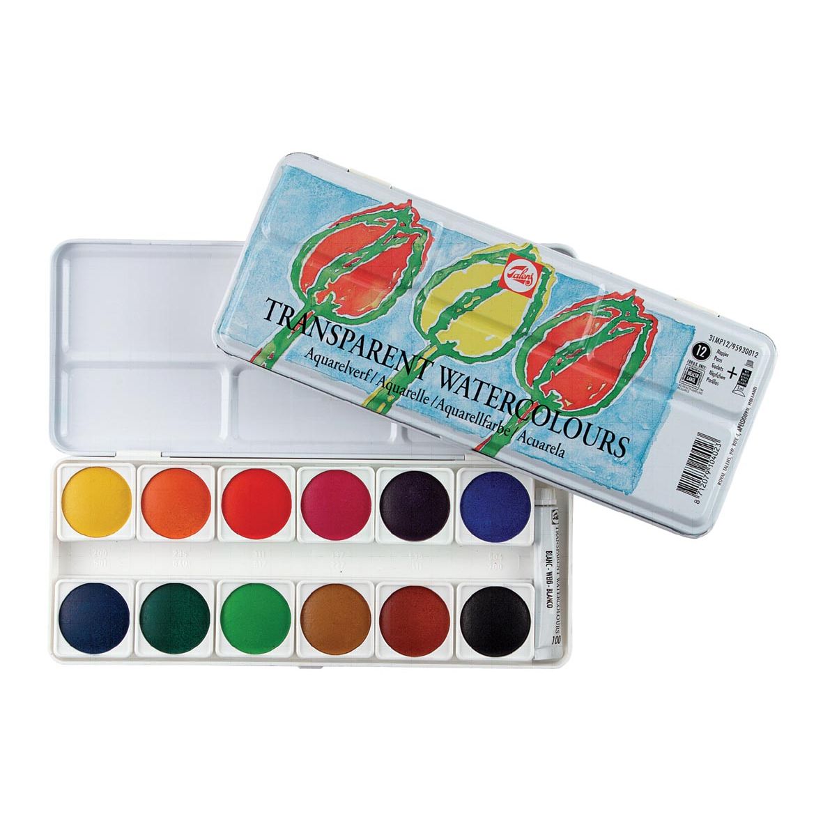 Talens -  aquarelverf, doos met 12 napjes