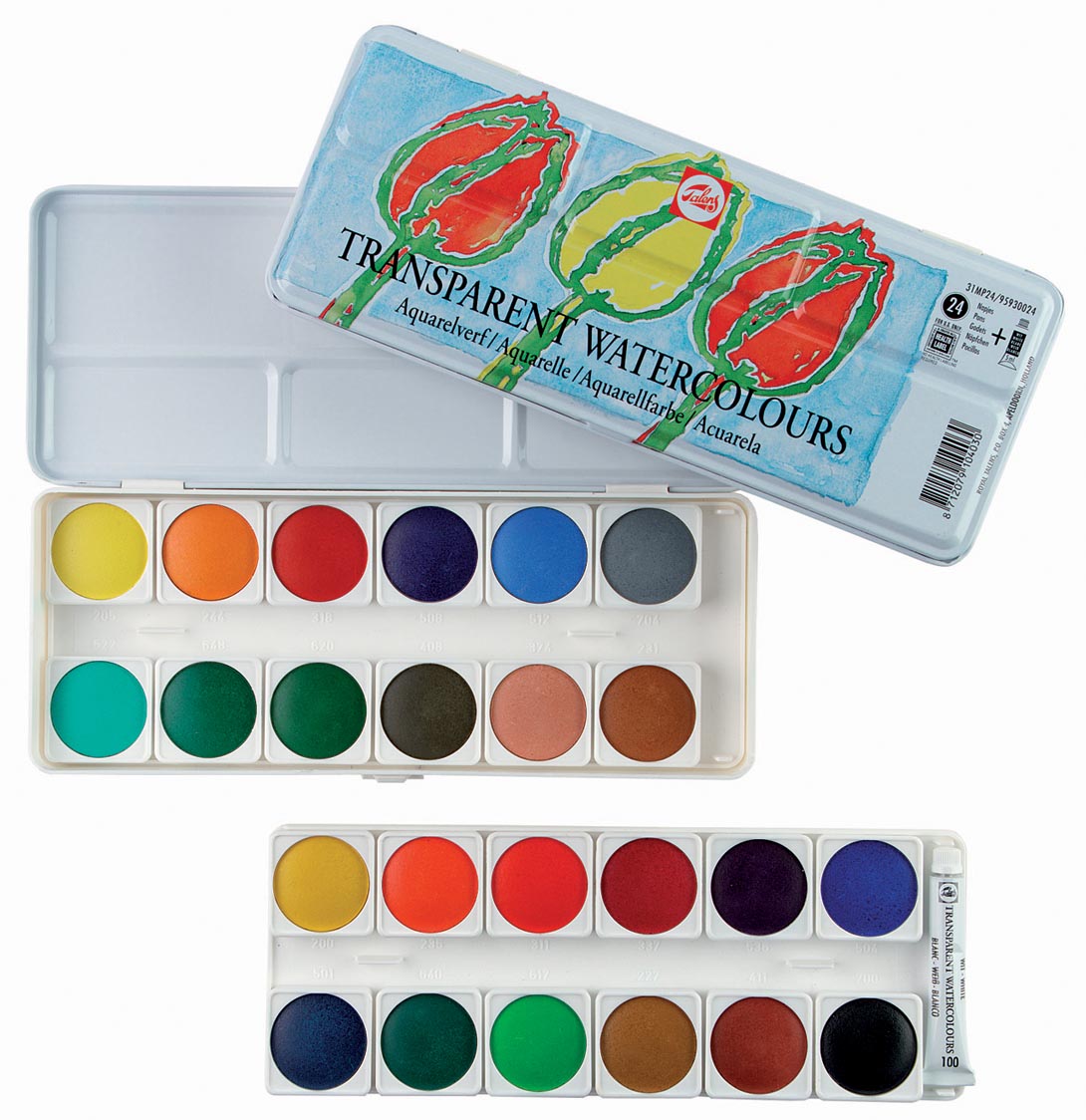 Talens - Aquarellfarbe, Box mit 24 Näpfchen